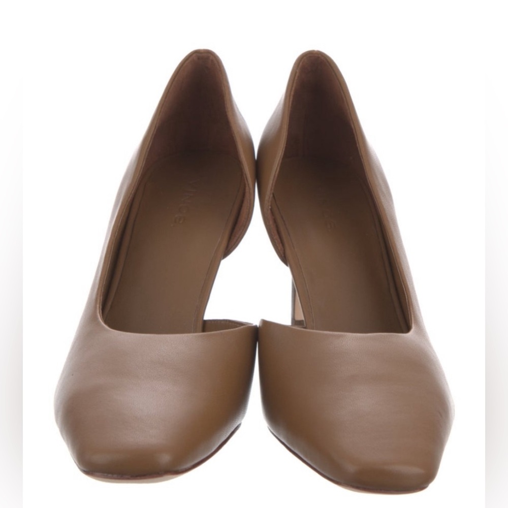Vince brown leather cut out pumps